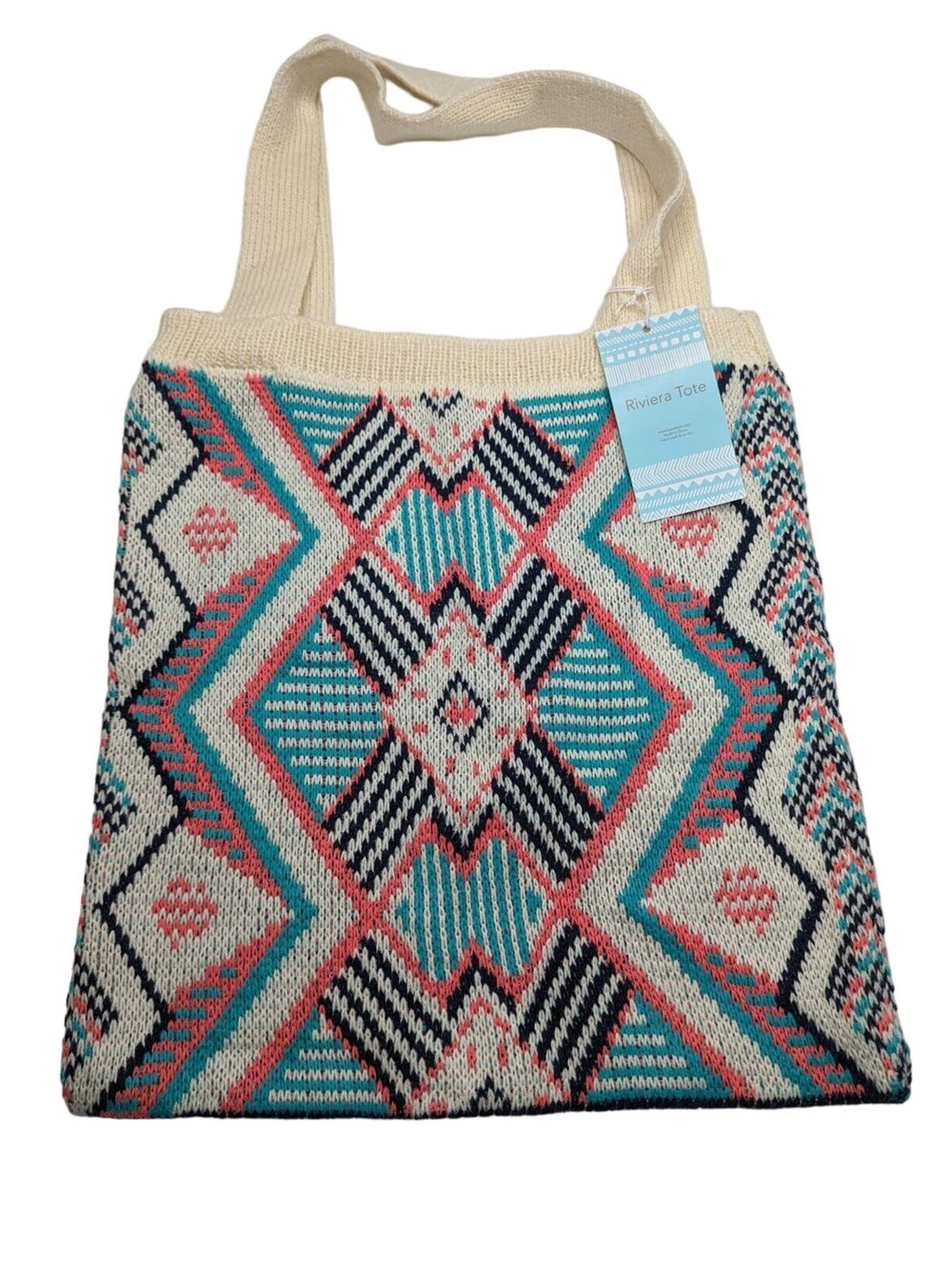 Kevia Style Riviera Tote Shoulder Bag Aztec Design Knit NEW
